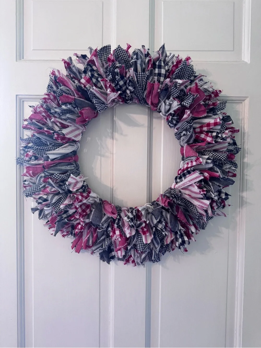 Americana Handmade Hand-Tied 14” Fabric Rag Wreath